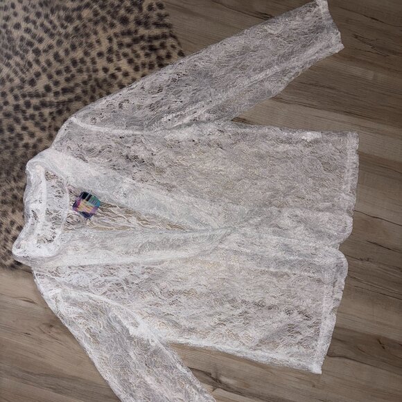 Vintage White Lace Blazer XL - Picture 1 of 4